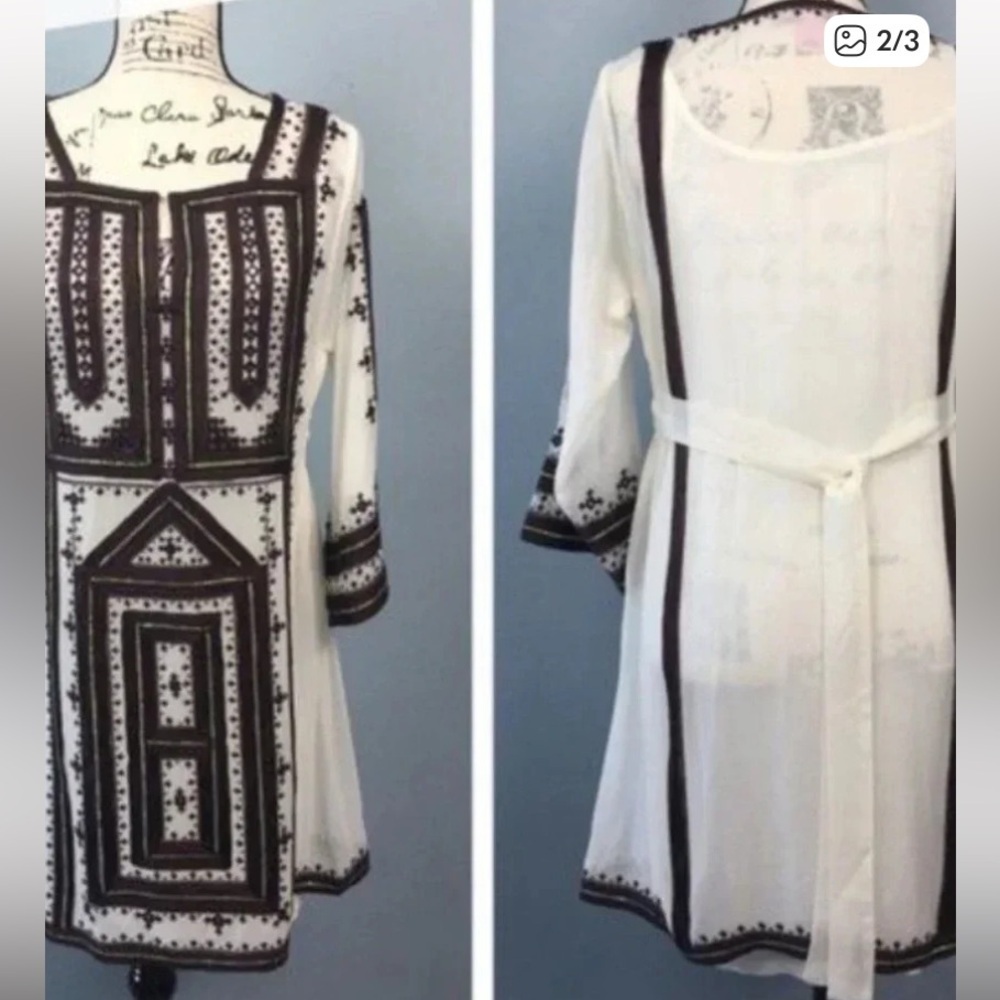 Calypso St Barth embellished silk dress size S Bohemian Embroidered - Picture 2 of 3